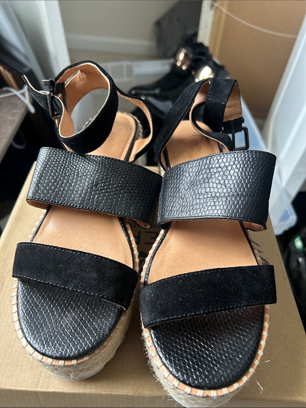 Women’s Black Espadrille Platform Sandals